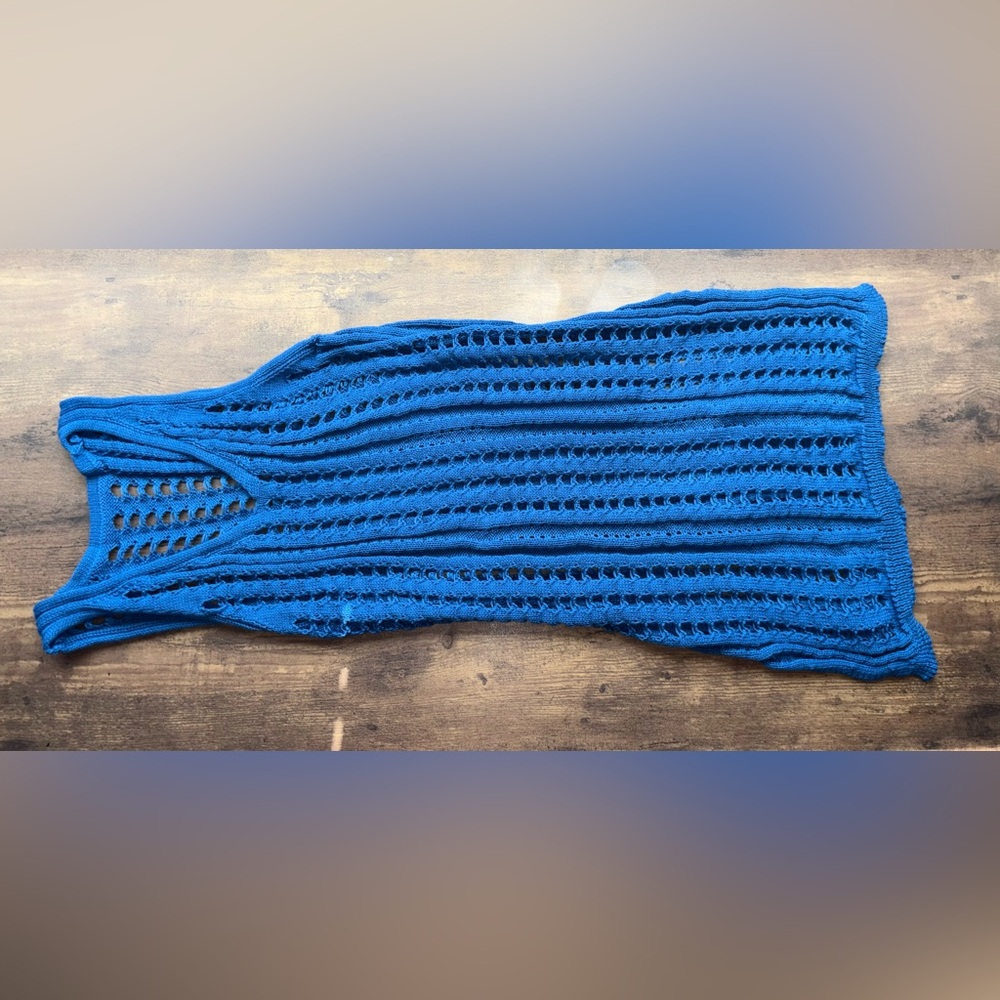 Blue Crochet Knit Top